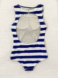 Heather White and Navy Stripes
